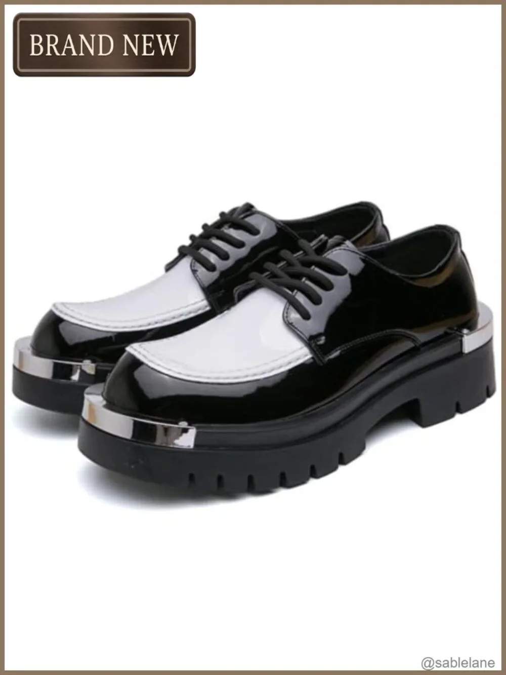 Patent Leather Platform Oxfords Lug Sole Lace Up Wide Round Toe